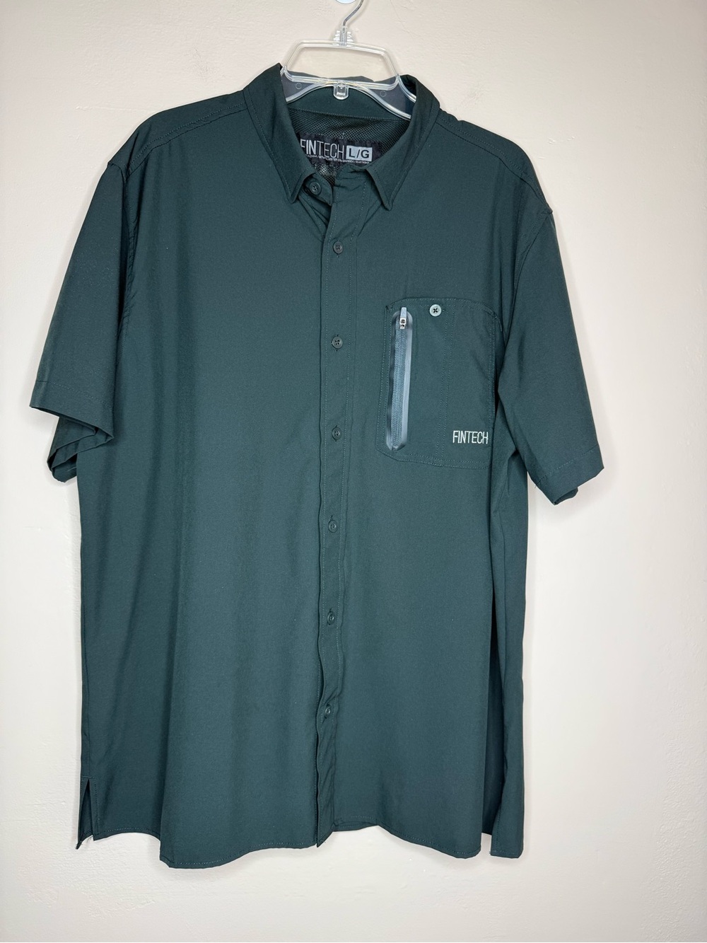 Fintech Deep Sea Woven Short-Sleeve Fishing Button-Up Shirt Black Size Large